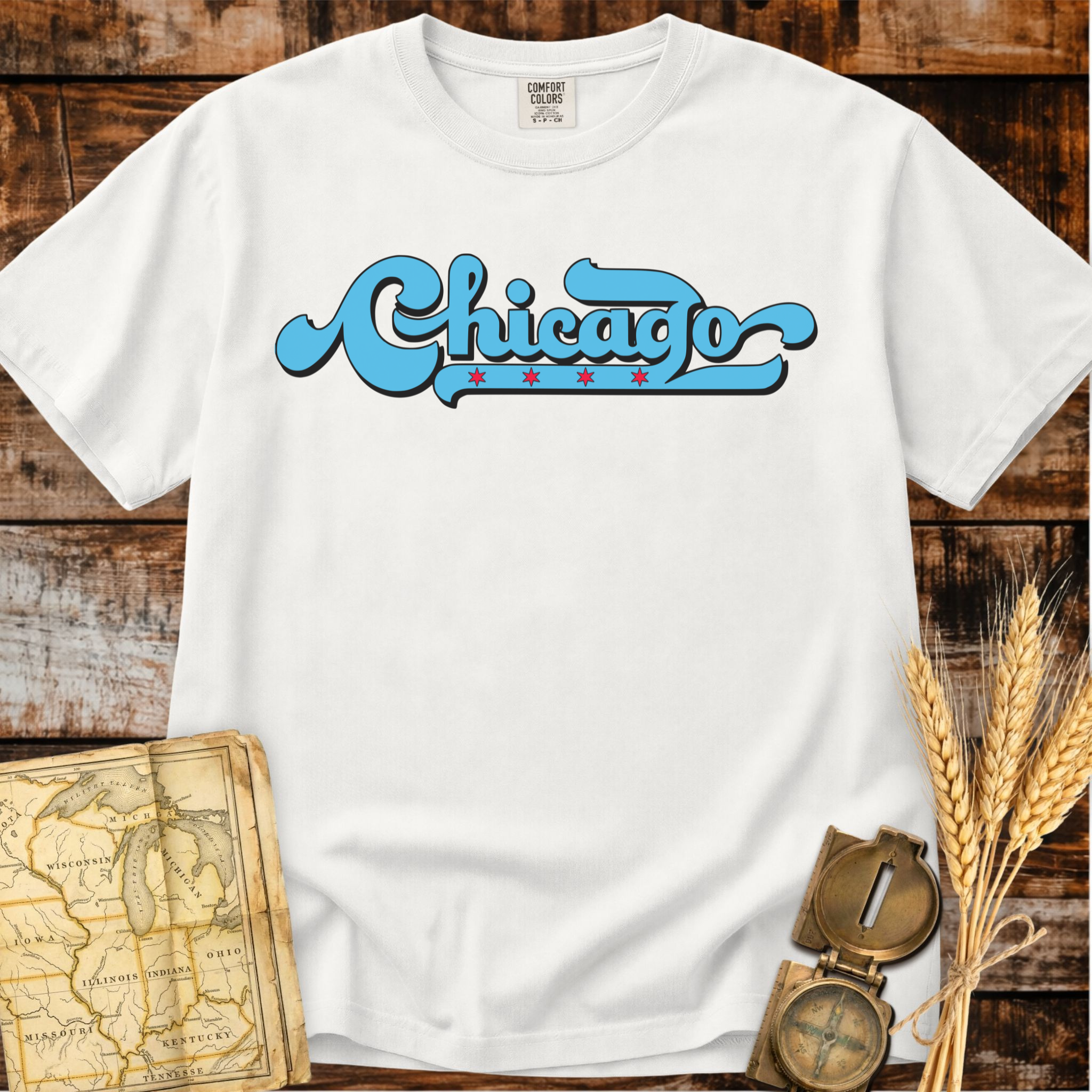 Chicago Illinois | Four Stars Flag T-Shirt