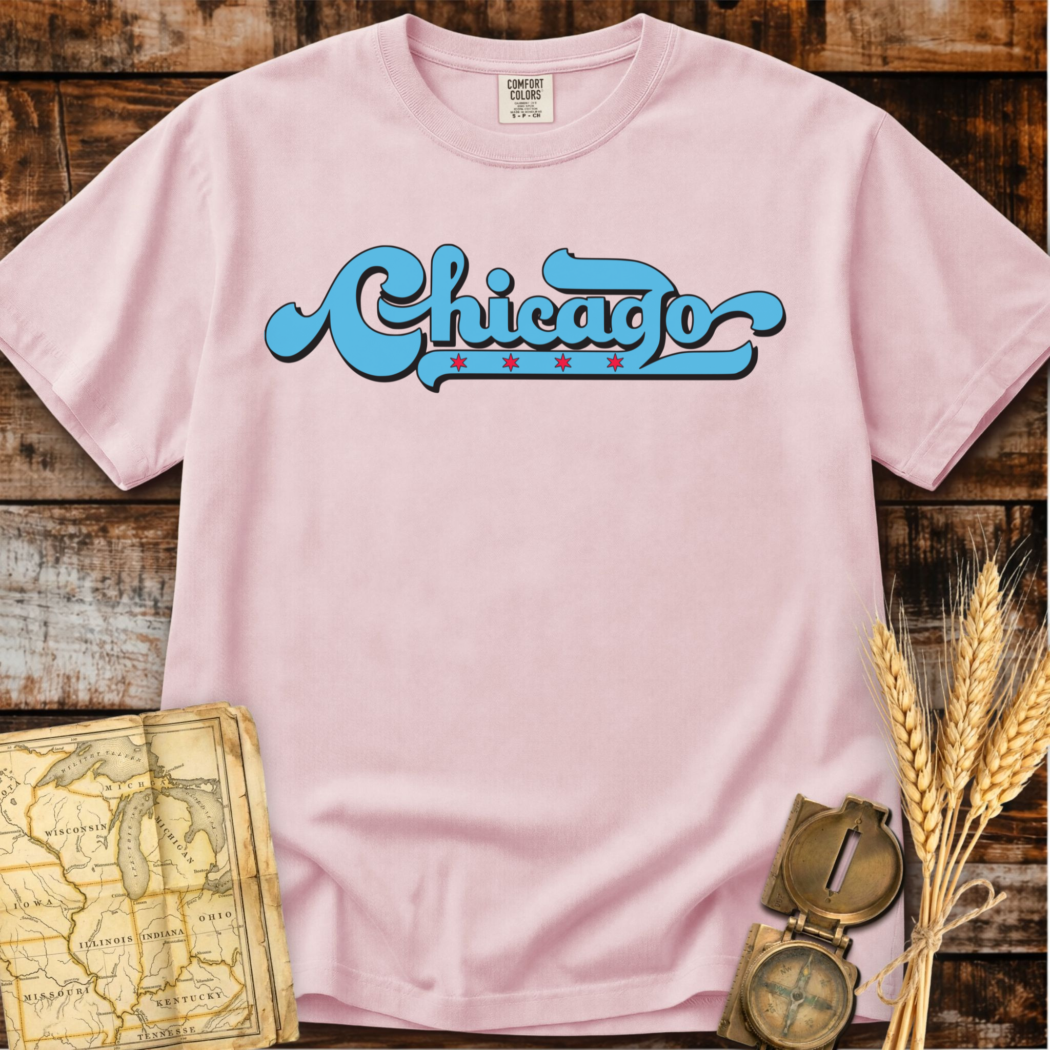 Chicago Illinois | Four Stars Flag T-Shirt