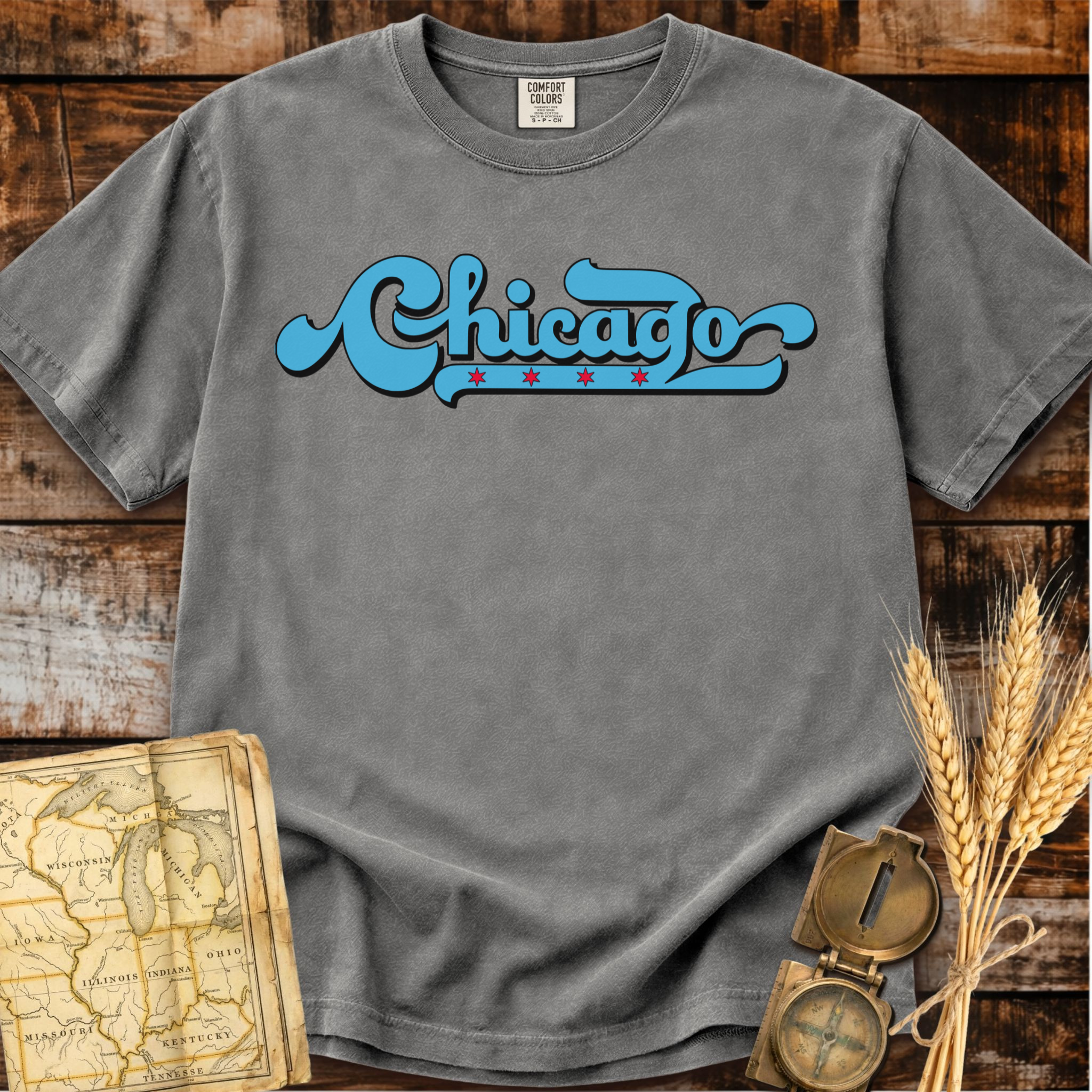 Chicago Illinois | Four Stars Flag T-Shirt