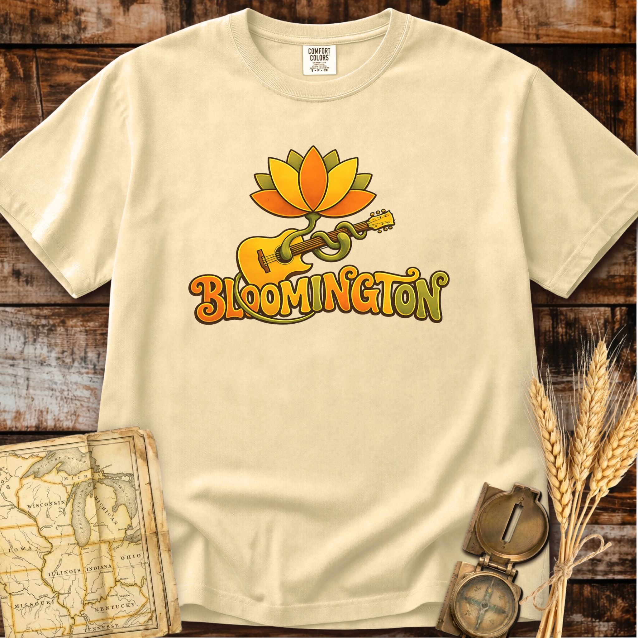 Bloomington Indiana | Lotus Guitar T-Shirt