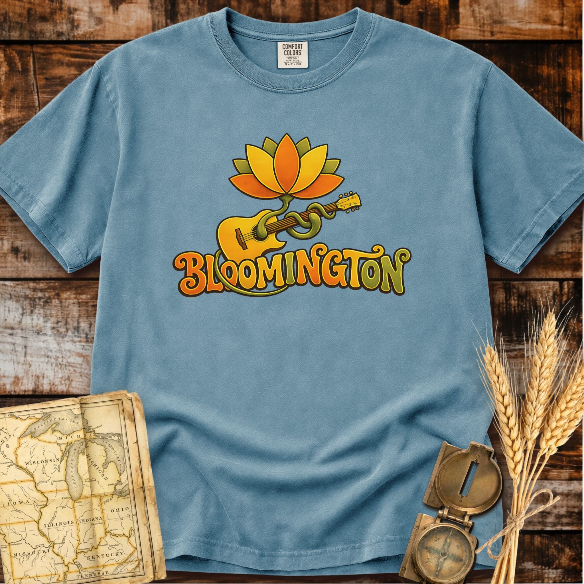 Bloomington Indiana | Lotus Guitar T-Shirt