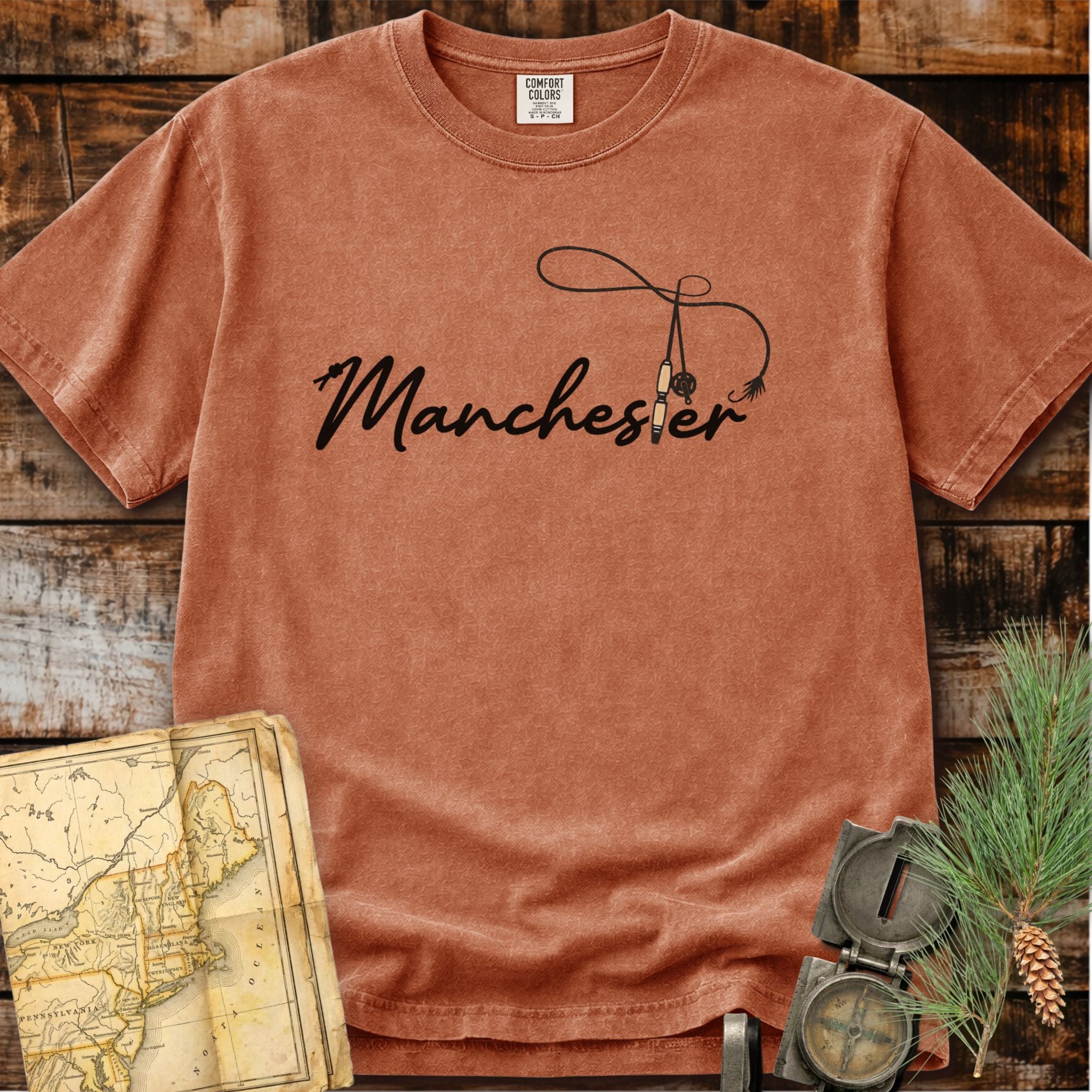 Manchester Vermont | Fly Fishing Rod T-Shirt